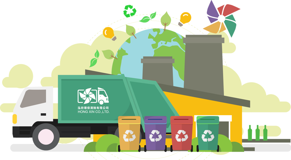 泓欣垃圾車Icon,泓欣環保清除有限公司,用心守護您的居住環境,環境清潔交給泓欣